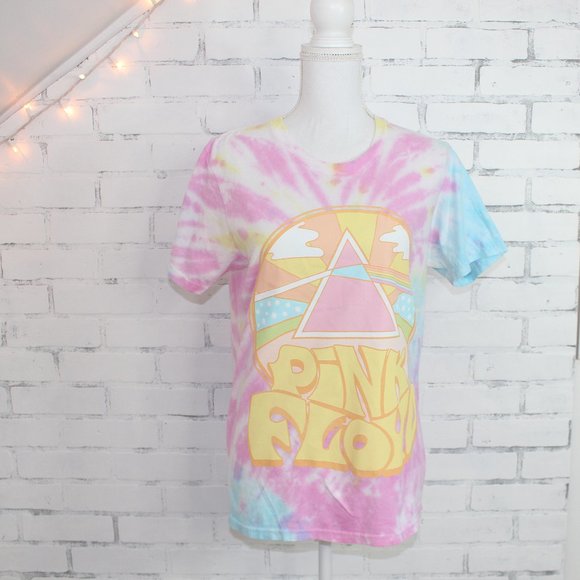 Pink Floyd Tops - Pink Floyd Pastel Tie Dye Unique Graphic Tshirt